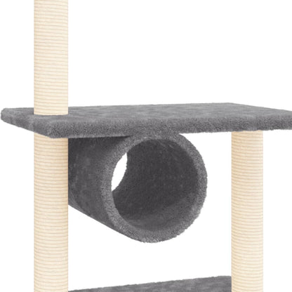 Arvore Arranhador com Postes em Sisal para Gatos de 279 cm - Cinzento Escuro