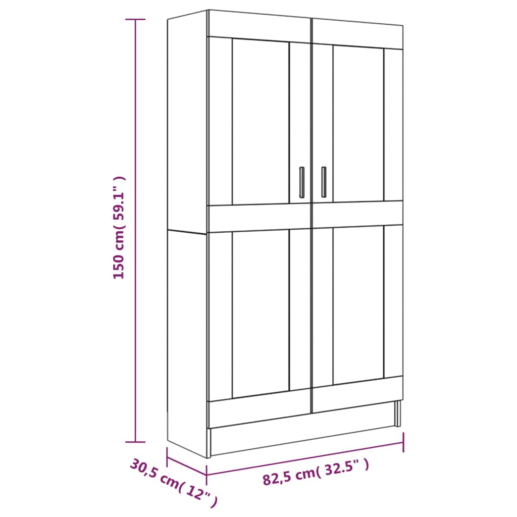 Aparador de Sala Léa - Cor Castanho - Com 4 Prateleiras - 82,5x30,5x150 cm - Contraplacado e MDF - Design Nórdico