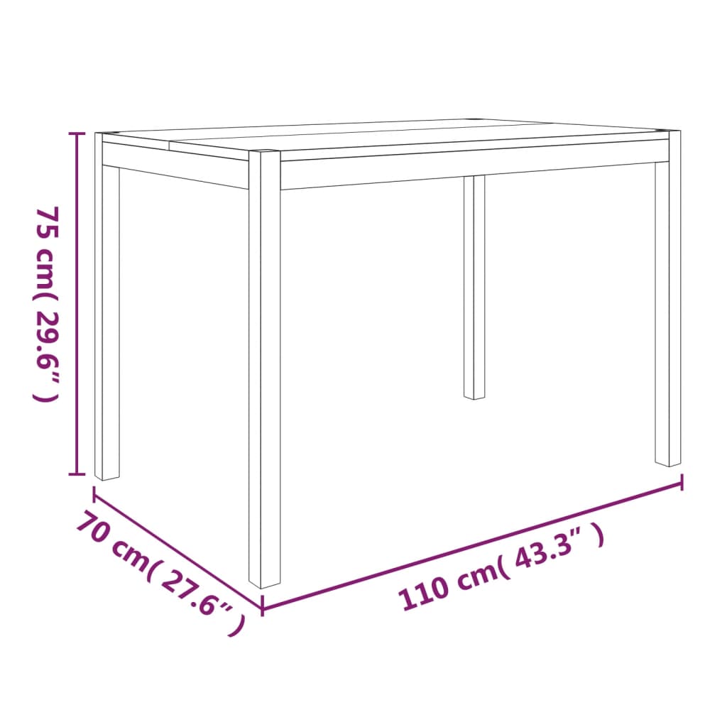 Mesa de jantar 110x70x75 cm madeira de acácia maciça