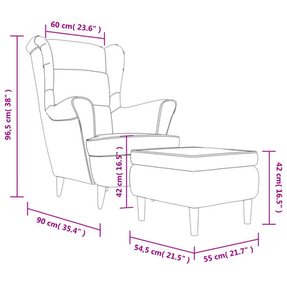 Poltrona Mineli Com Apóio de Pés - Em Veludo, com Estrutura em Madeira Compensada e Pés em Madeira de Seringueira - 78x90x96,5 cm  - Cor Cinzento Claro - Design Escandinavo