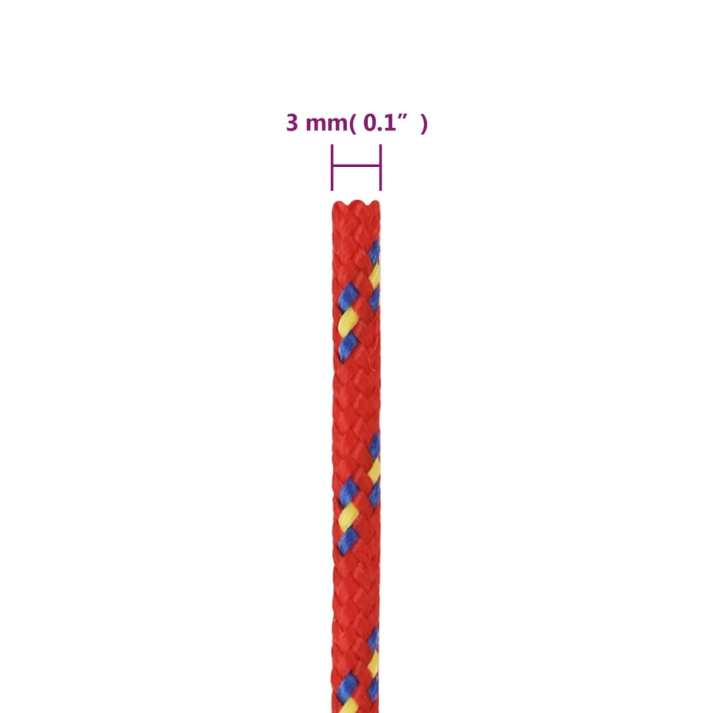 Corda de barco 3 mm 25 m polipropileno vermelho