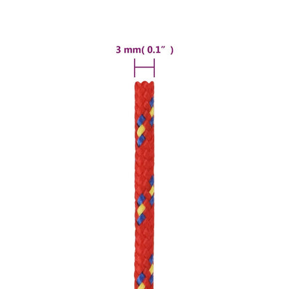 Corda de barco 3 mm 25 m polipropileno vermelho