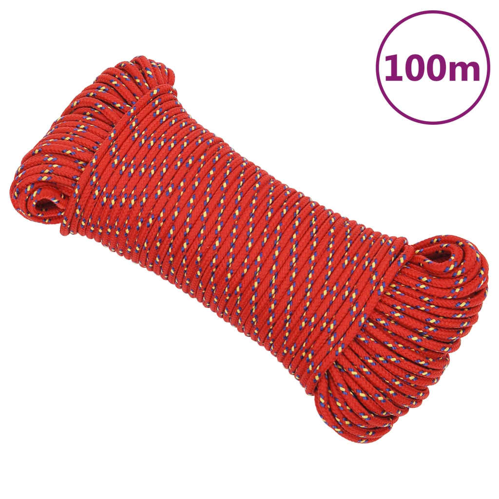 Corda de barco 3 mm 100 m polipropileno vermelho