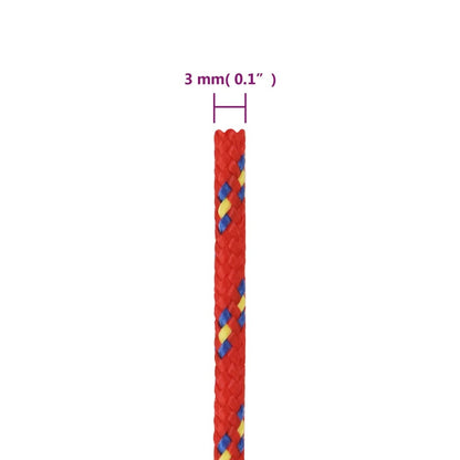 Corda de barco 3 mm 500 m polipropileno vermelho