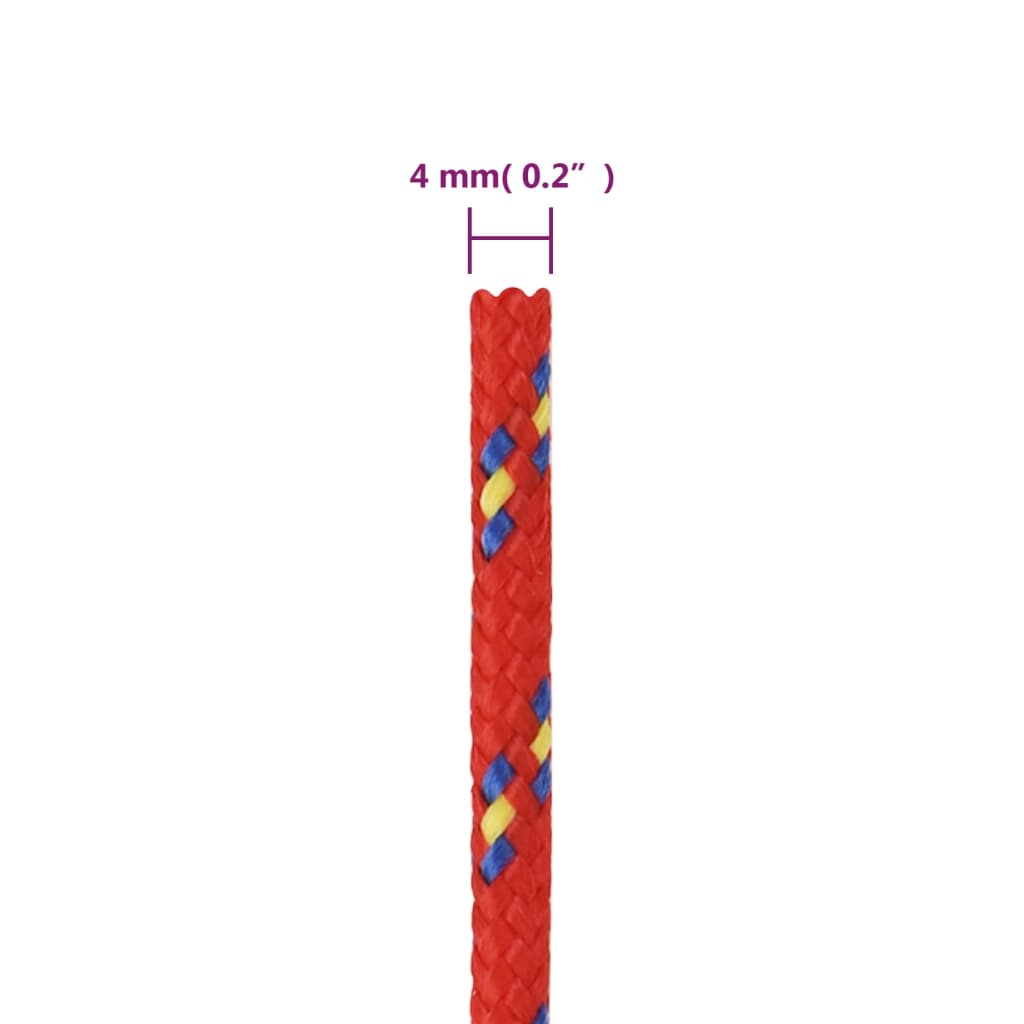 Corda de barco 4 mm 500 m polipropileno vermelho