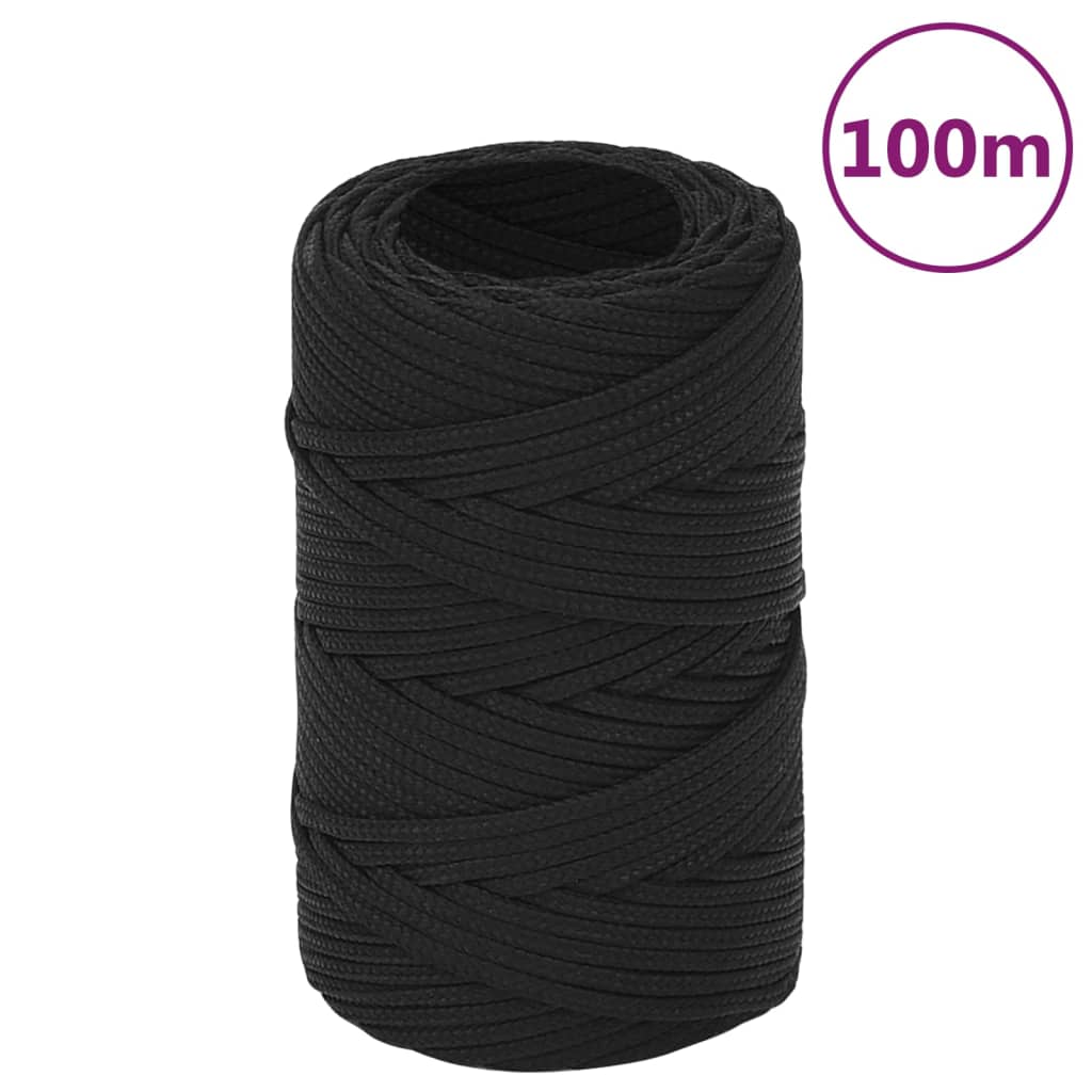 Corda de barco 2 mm 100 m polipropileno preto completo