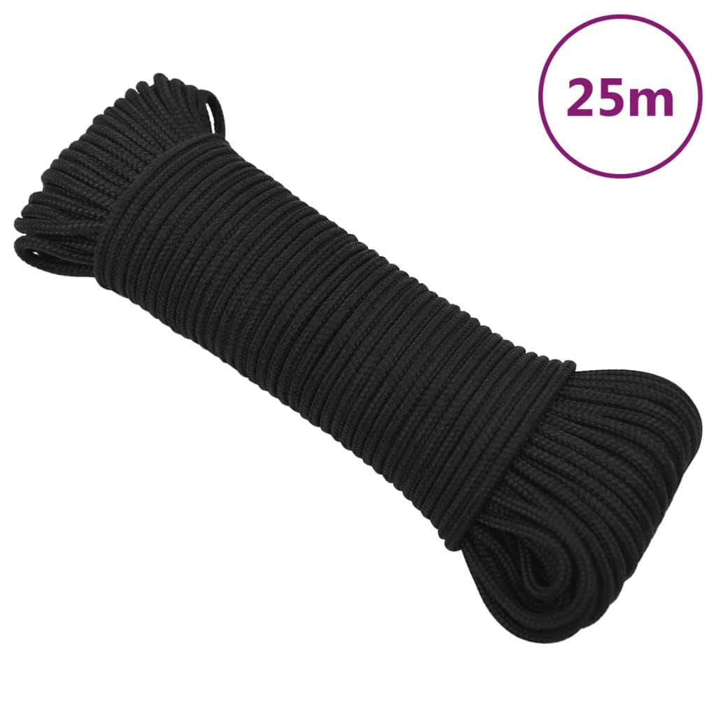 Corda de barco 3 mm 25 m polipropileno preto completo