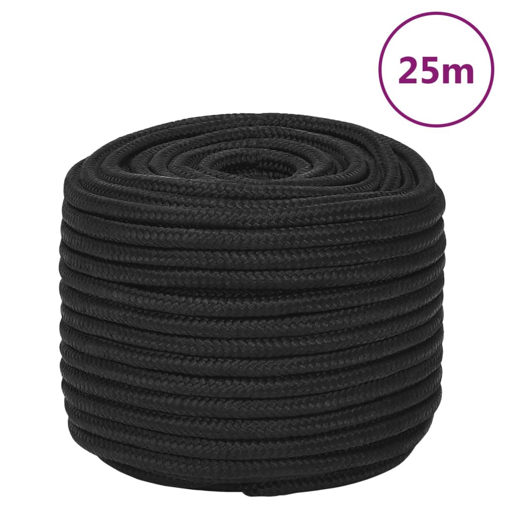 Corda de barco 12 mm 25 m polipropileno preto completo