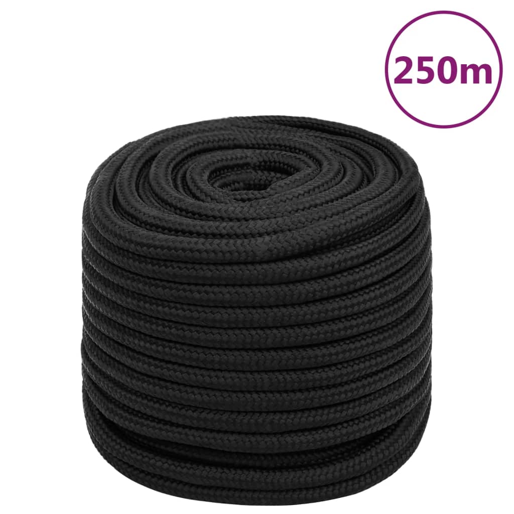 Corda de barco 16 mm 250 m polipropileno preto completo