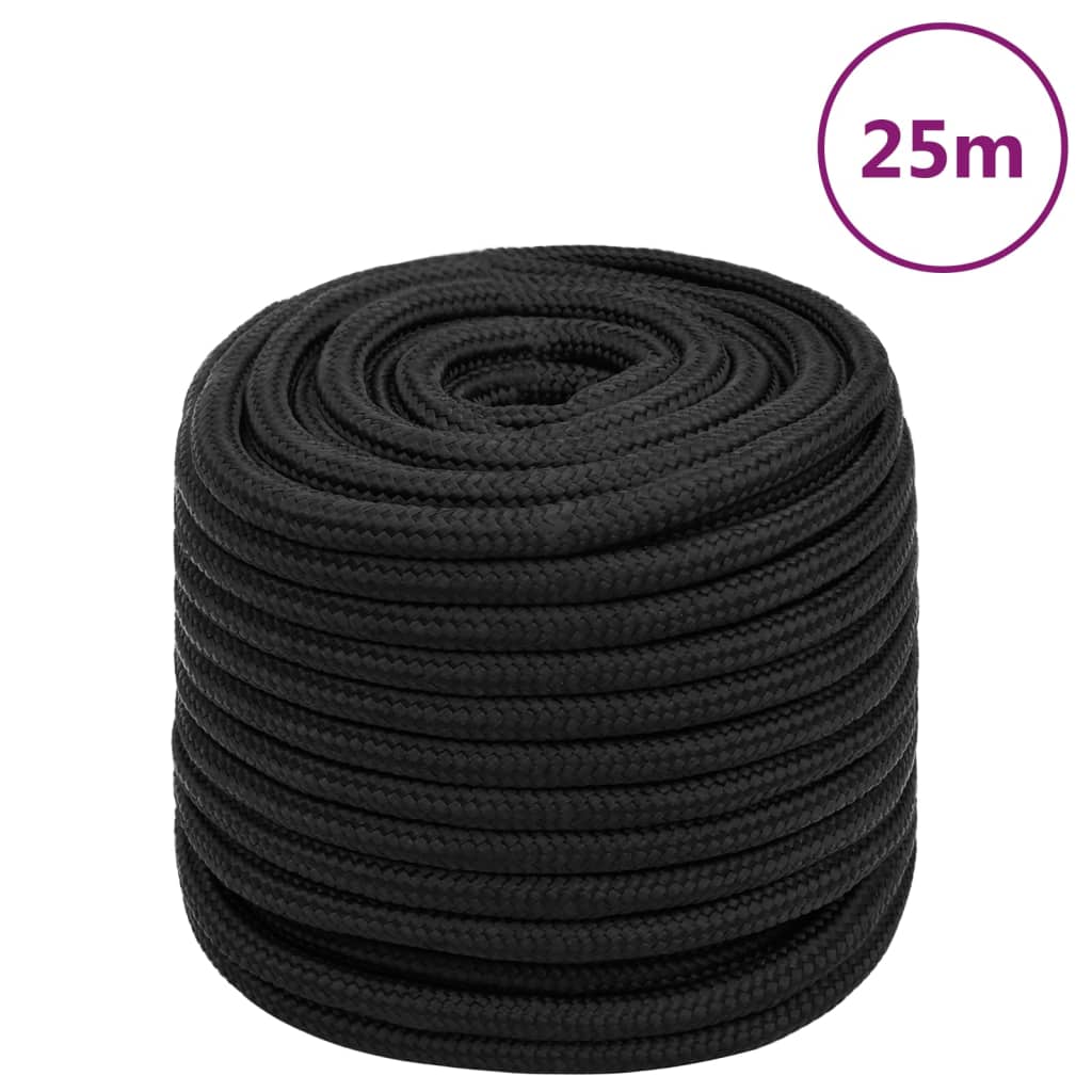 Corda de barco 18 mm 25 m polipropileno preto completo