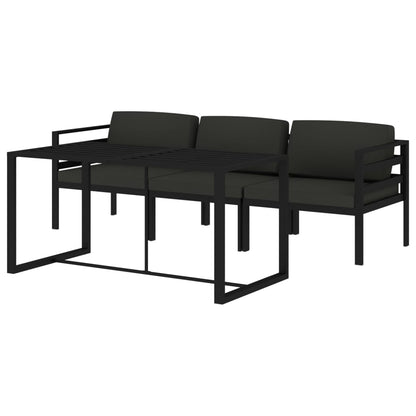 4 pcs conjunto lounge jardim com almofadões alumínio antracite