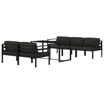 6 pcs conjunto lounge jardim com almofadões alumínio antracite