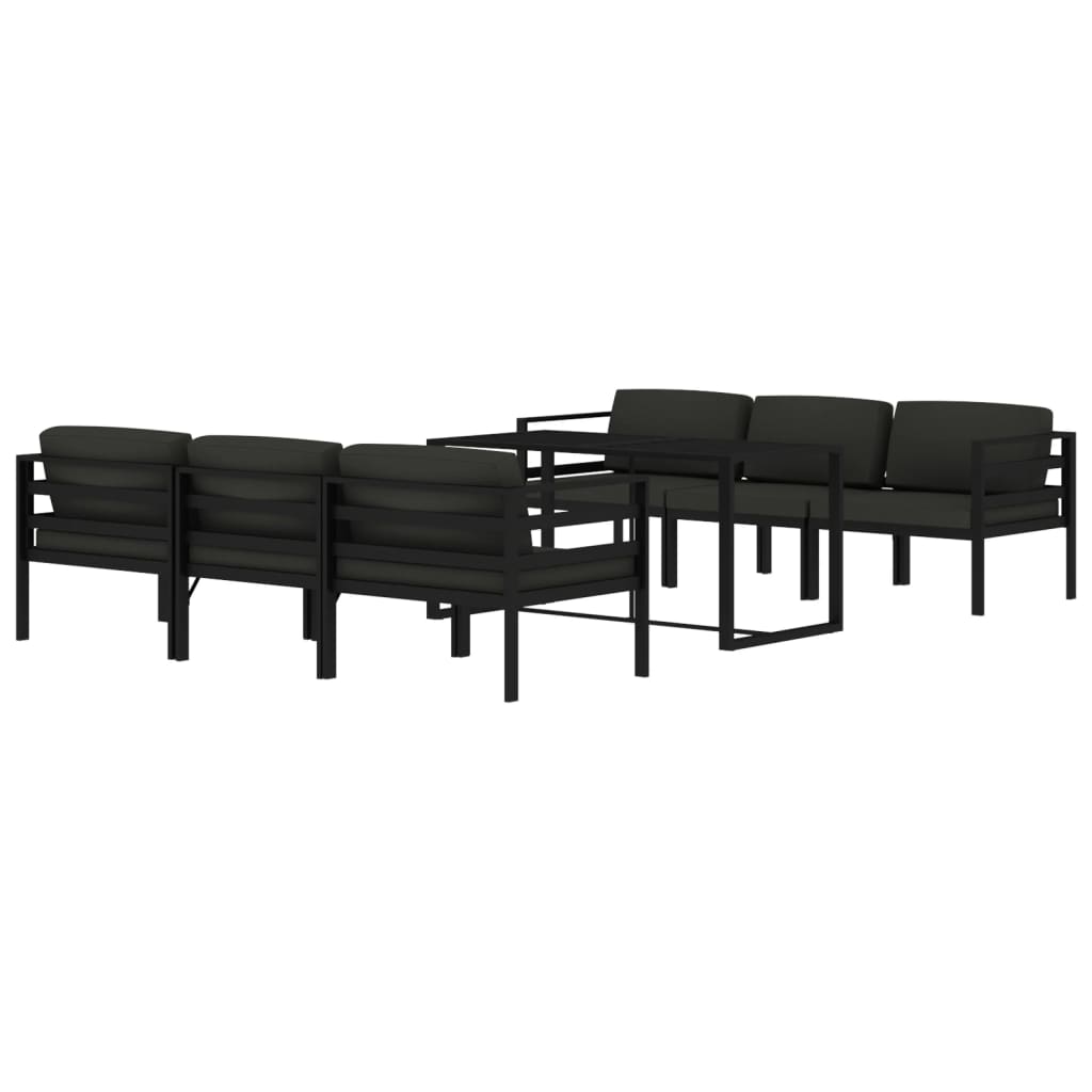 7 pcs conjunto lounge jardim com almofadões alumínio antracite