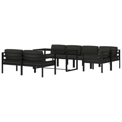 8 pcs conjunto lounge jardim com almofadões alumínio antracite