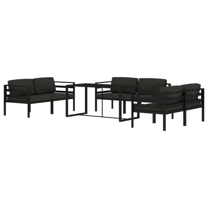 7 pcs conjunto lounge jardim com almofadões alumínio antracite