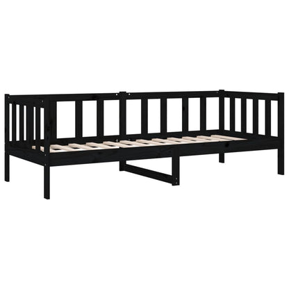 Sofá-cama 90x190 cm madeira de pinho maciça preto