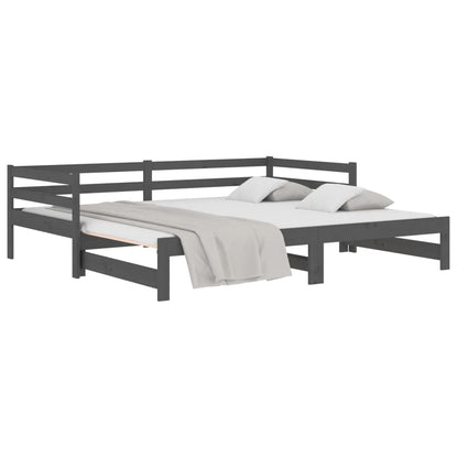 Estrutura sofá-cama de puxar 2x(90x190) cm pinho maciço cinza