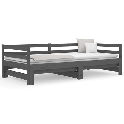 Estrutura sofá-cama de puxar 2x(90x190) cm pinho maciço cinza