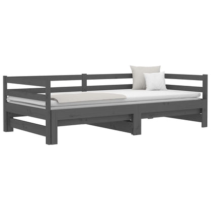 Estrutura sofá-cama de puxar 2x(90x190) cm pinho maciço cinza