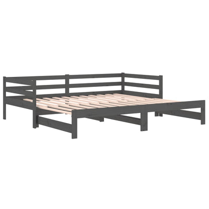 Estrutura sofá-cama de puxar 2x(90x190) cm pinho maciço cinza