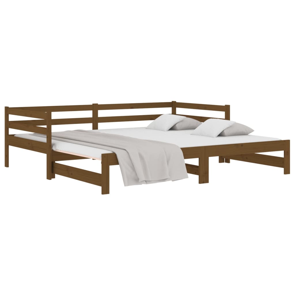 Estrutura sofá-cama de puxar 2x(90x190)cm pinho maciço castanho