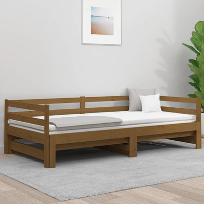 Estrutura sofá-cama de puxar 2x(90x190)cm pinho maciço castanho