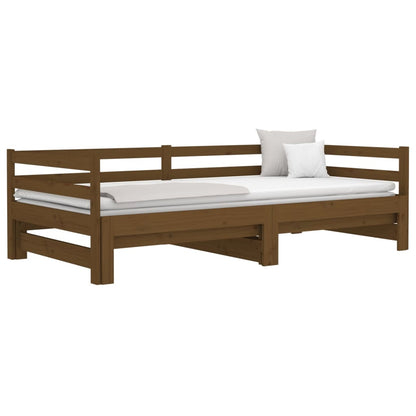 Estrutura sofá-cama de puxar 2x(90x190)cm pinho maciço castanho