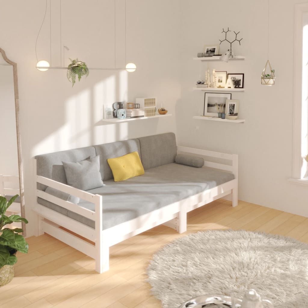 Estrutura sofá-cama de puxar 2x(90x190) cm pinho maciço branco