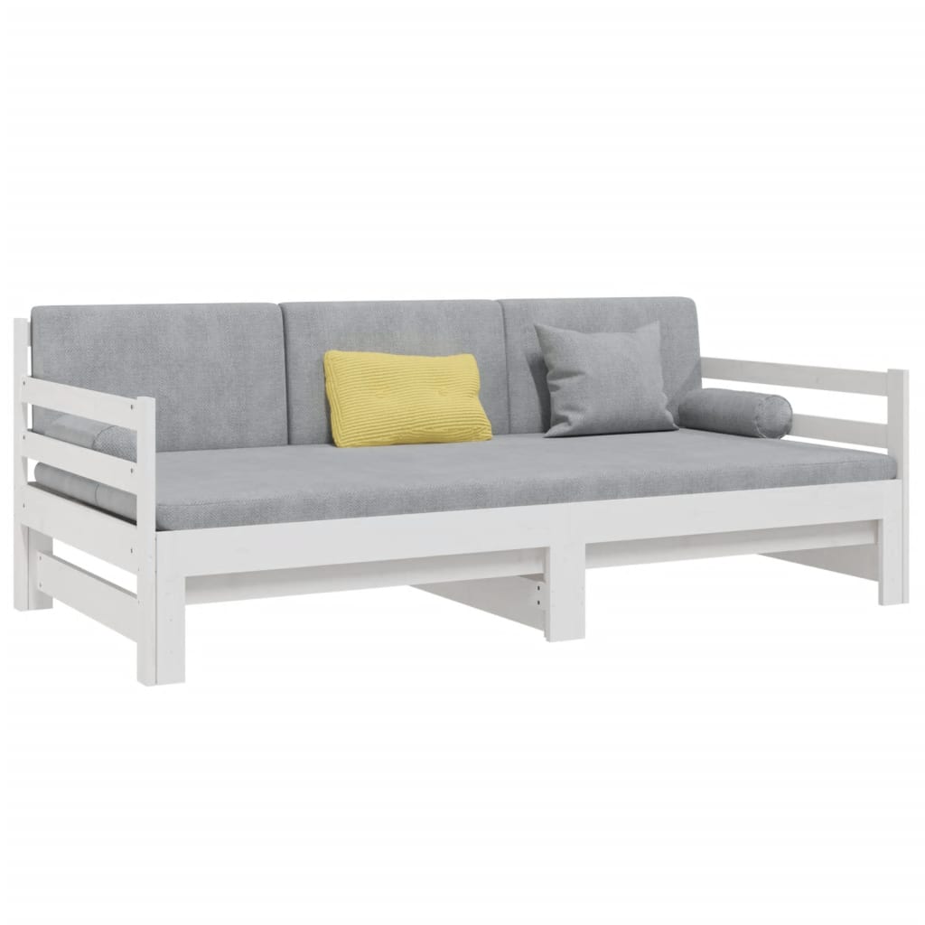 Estrutura sofá-cama de puxar 2x(90x190) cm pinho maciço branco