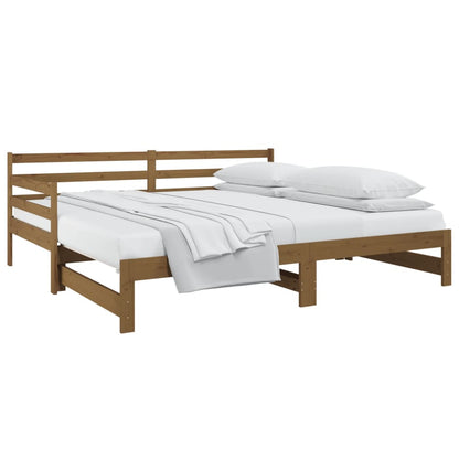 Estrutura sofá-cama de puxar 2x(90x190)cm pinho maciço castanho