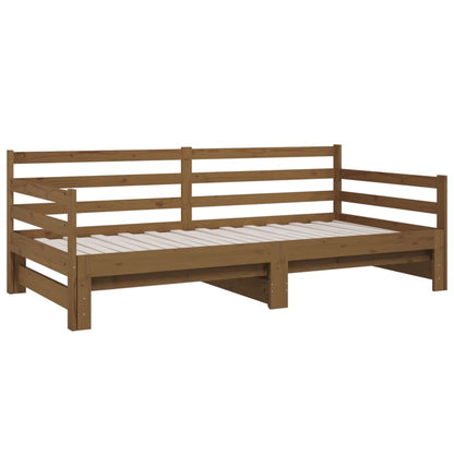 Estrutura sofá-cama de puxar 2x(90x190)cm pinho maciço castanho