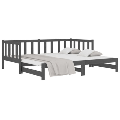 Estrutura sofá-cama de puxar 2x(90x190) cm pinho maciço cinza