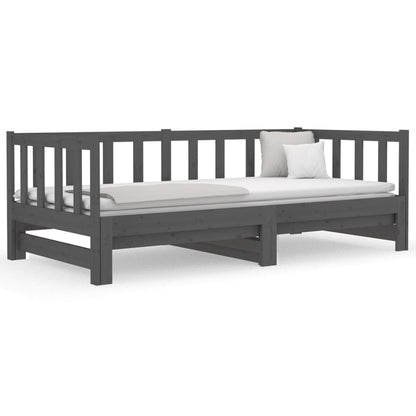 Estrutura sofá-cama de puxar 2x(90x190) cm pinho maciço cinza