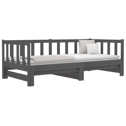 Estrutura sofá-cama de puxar 2x(90x190) cm pinho maciço cinza