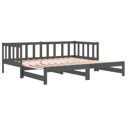 Estrutura sofá-cama de puxar 2x(90x190) cm pinho maciço cinza