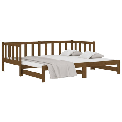 Estrutura sofá-cama de puxar 2x(90x190)cm pinho maciço castanho