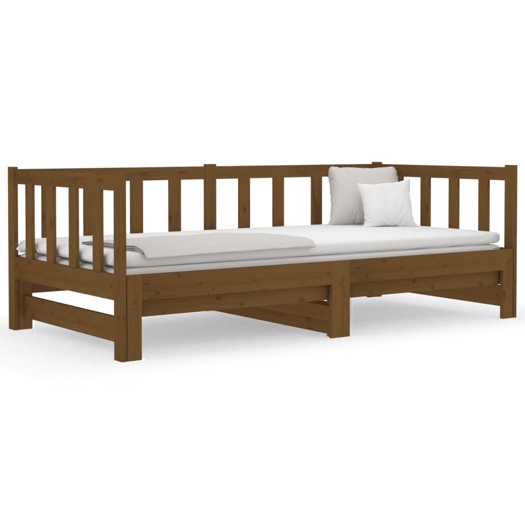 Estrutura sofá-cama de puxar 2x(90x190)cm pinho maciço castanho