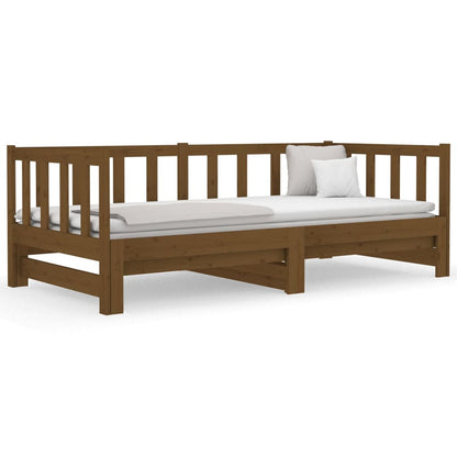 Estrutura sofá-cama de puxar 2x(90x190)cm pinho maciço castanho