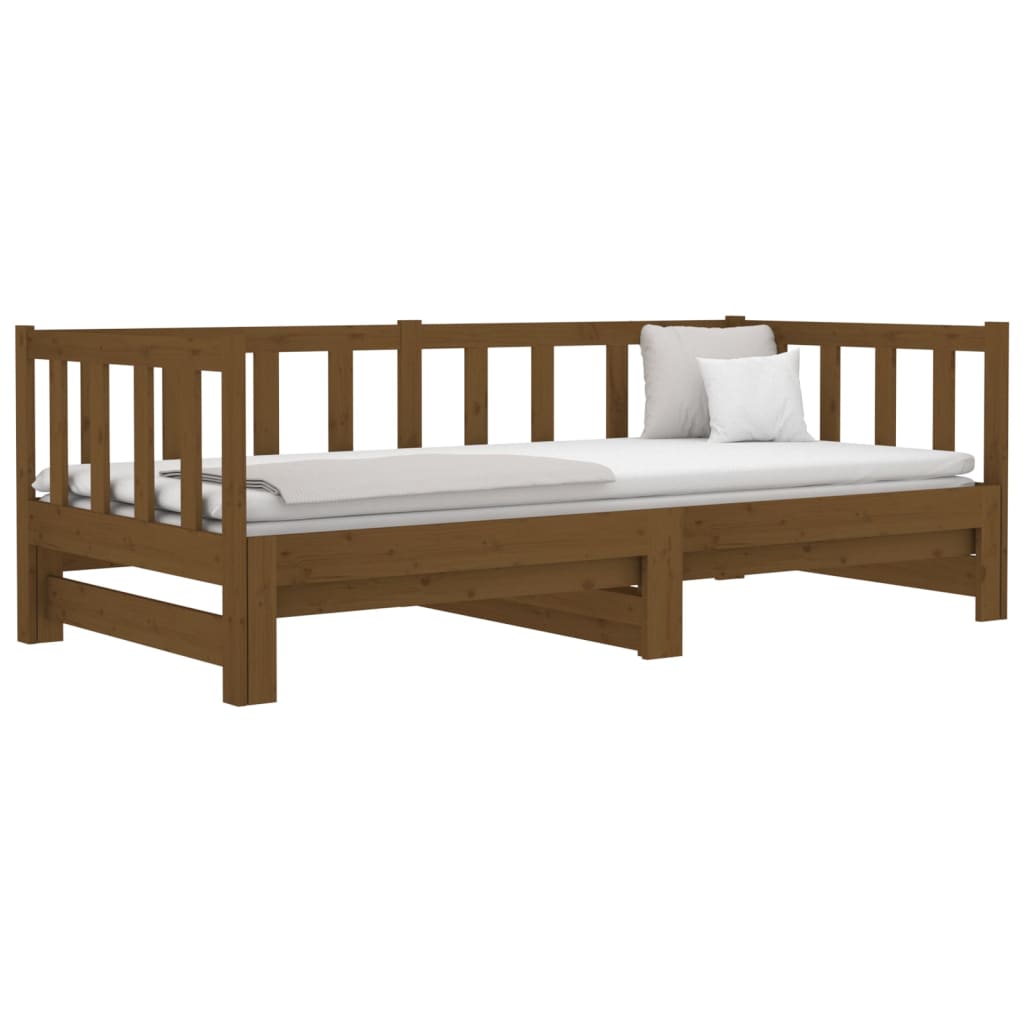 Estrutura sofá-cama de puxar 2x(90x190)cm pinho maciço castanho