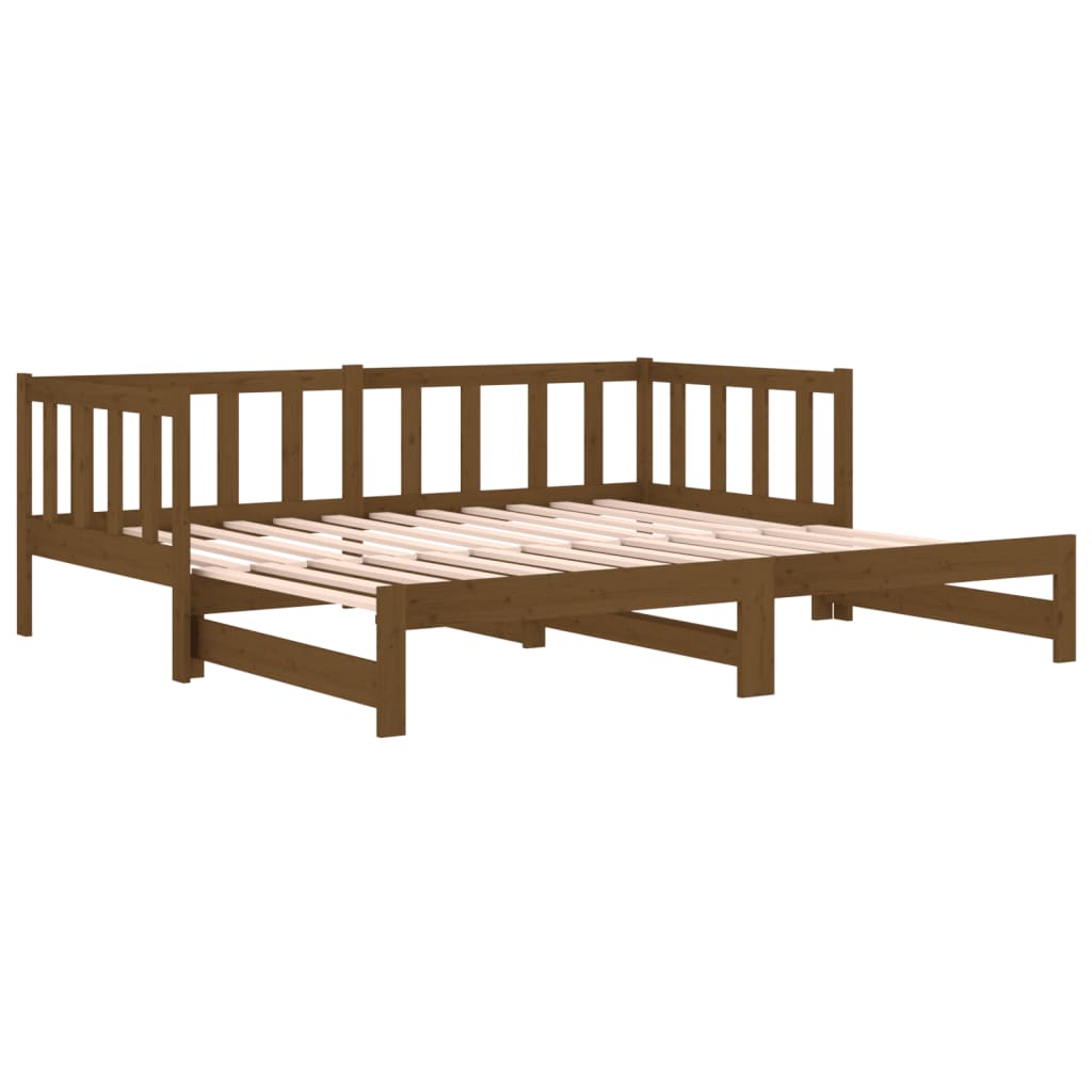 Estrutura sofá-cama de puxar 2x(90x190)cm pinho maciço castanho