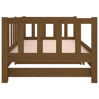 Estrutura sofá-cama de puxar 2x(90x190)cm pinho maciço castanho