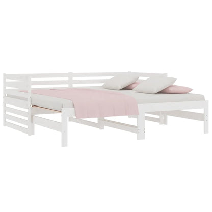 Estrutura sofá-cama de puxar 2x(90x190) cm pinho maciço branco