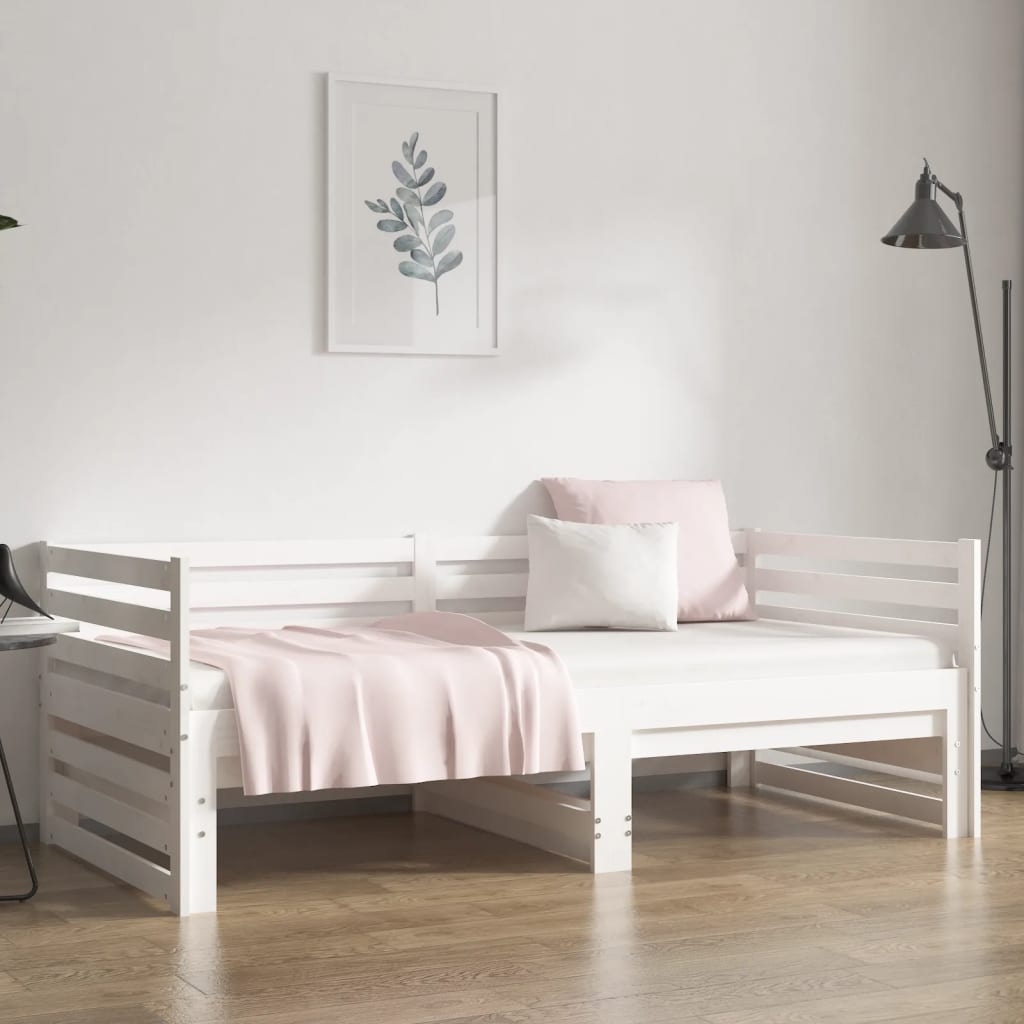 Estrutura sofá-cama de puxar 2x(90x190) cm pinho maciço branco