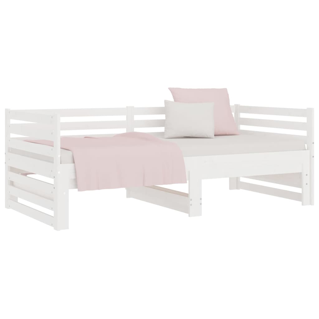 Estrutura sofá-cama de puxar 2x(90x190) cm pinho maciço branco