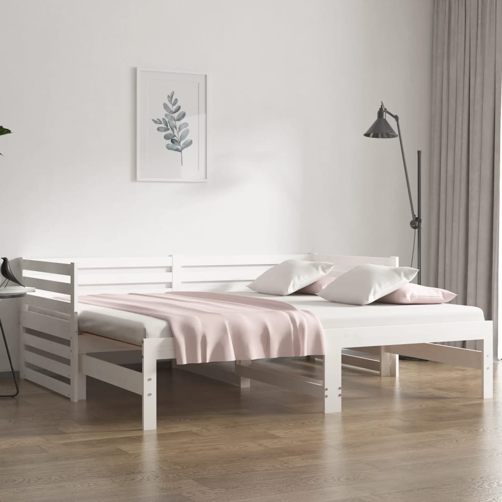 Estrutura sofá-cama de puxar 2x(90x190) cm pinho maciço branco