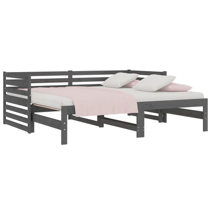 Estrutura sofá-cama de puxar 2x(90x190) cm pinho maciço cinza