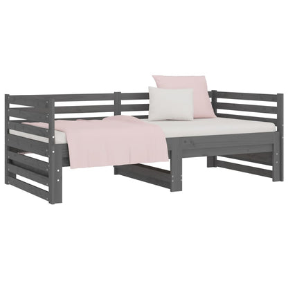 Estrutura sofá-cama de puxar 2x(90x190) cm pinho maciço cinza