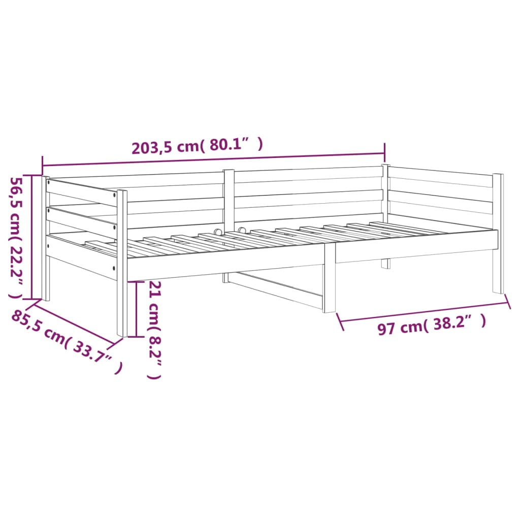 Sofá-cama 80x200 cm madeira de pinho maciça castanho mel