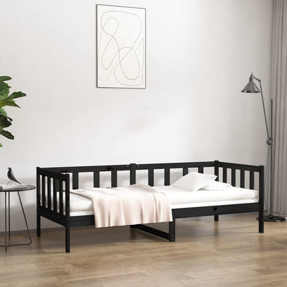 Sofá-cama 80x200 cm madeira de pinho maciça preto