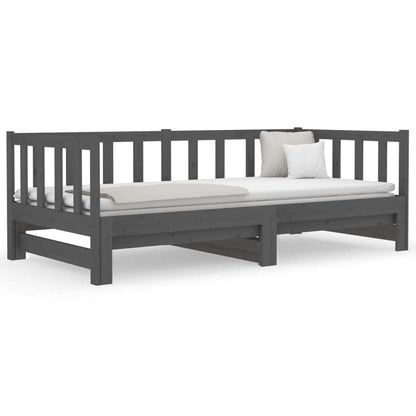 Sofá-cama de puxar 2x(80x200) cm pinho maciço cinza